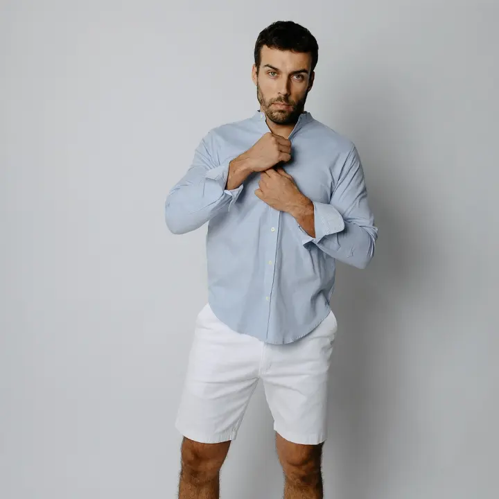 Camisa Liberato Basics Mao Mangas Largas Celeste