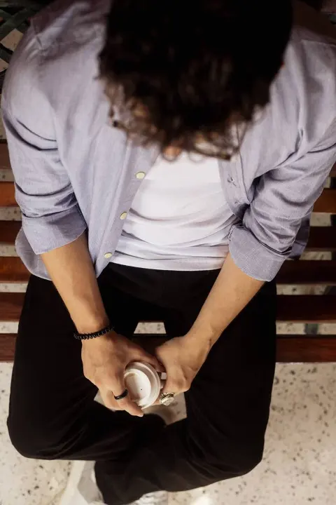 Camisa Liberato Basics Mao Mangas Largas Rayas Azules
