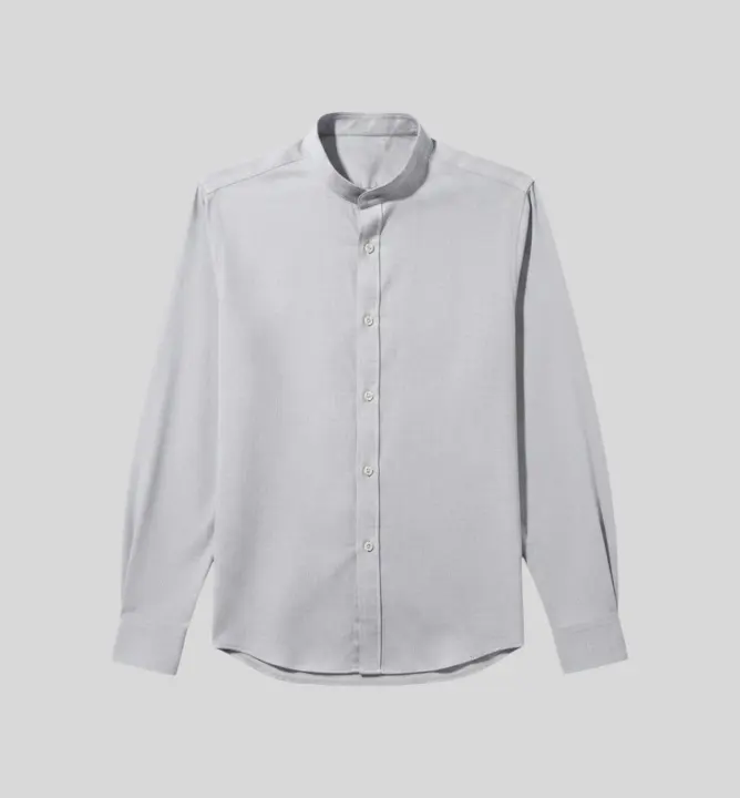 Camisa Liberato Basics Mao Mangas Largas Gris Jaspeada