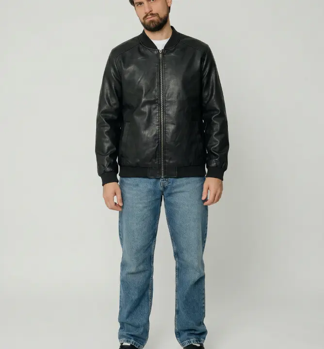 Bomberjacket Liberato Eco Cuero Negro