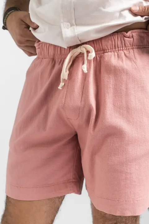 Bermuda Liberato Basics Con Goma De Lino Rosado