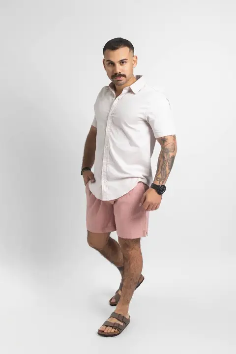 Bermuda Liberato Basics Con Goma De Lino Rosado