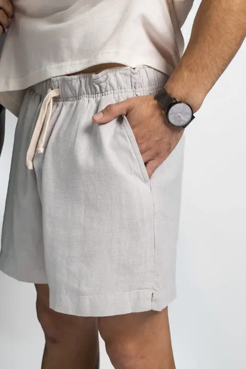 Bermuda Liberato Basics Con Goma Lino Gris