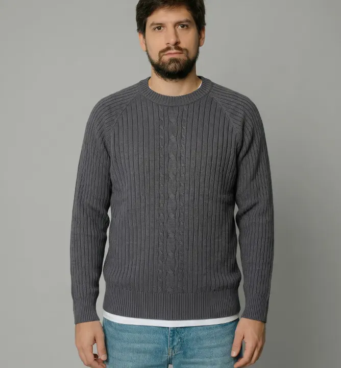 Sweater Liberato Cuello Redondo Gris Oscuro