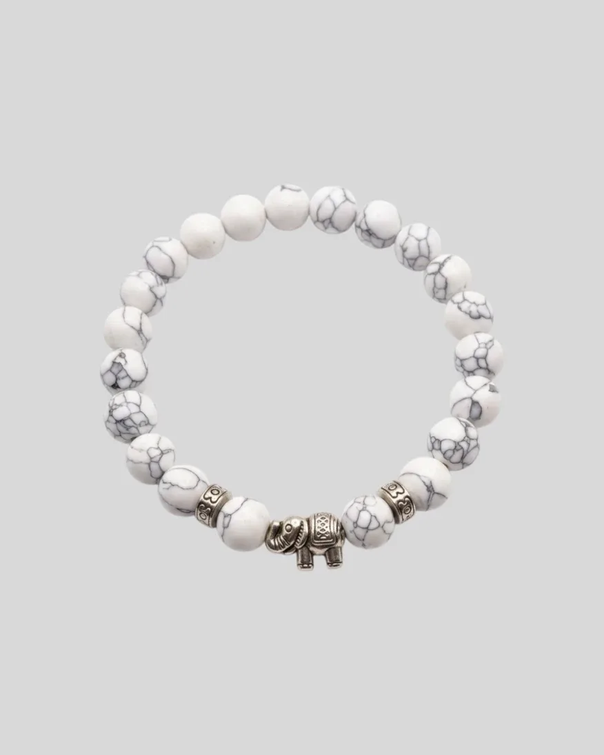 Pulsera Liberato De Piedra Blanca Cebra Elefante