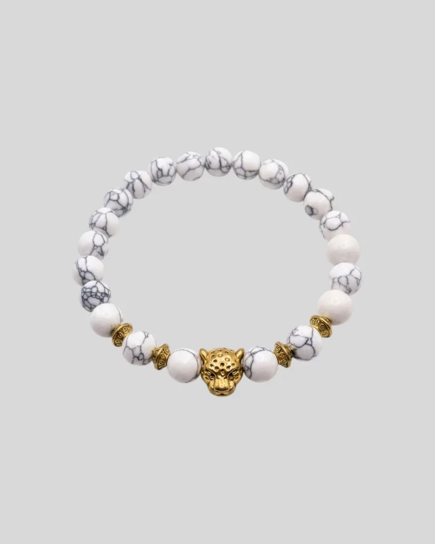 Pulsera Liberato De Piedra Blanca Cebra Tigre