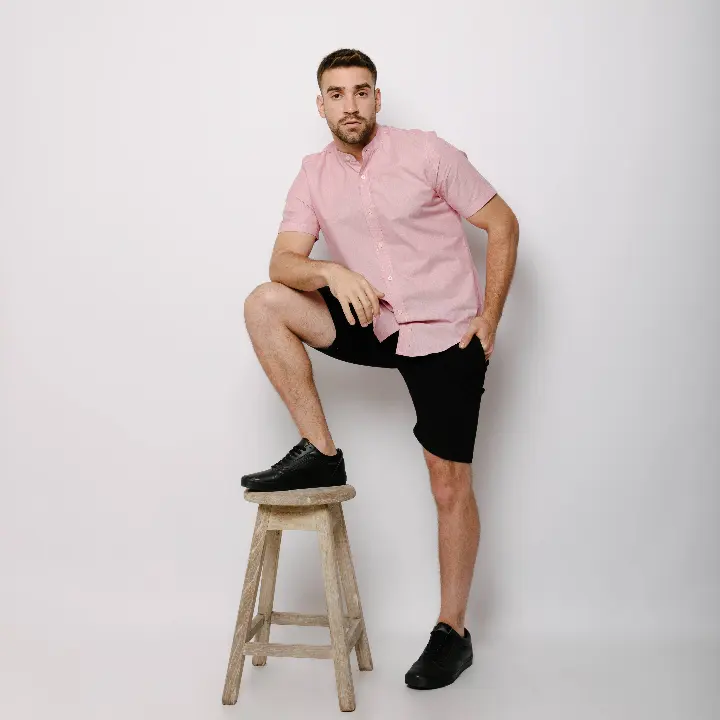 Camisa Liberato Basics Mao Mangas Cortas Rayitas Rojas